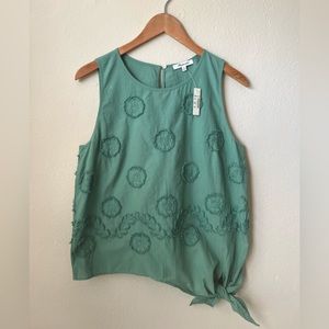 NWT Madewell green sleeveless top with bottom tie and detailing